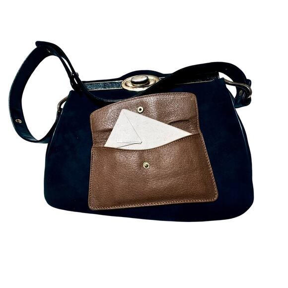 VTG Crouch & Fitzgerald Black Suede Frame Bag & Adjustable Strap – 1950s Classic - Picture 8 of 9